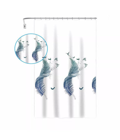 Tenda Per Doccia Vasca Da Bagno Peva 12 Ganci Decorata Con Piume 180x200cm 87571