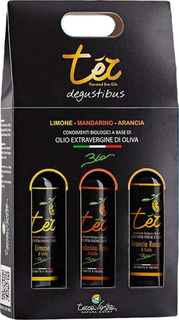 TER DEGUSTIBUS - 3x100ml Olio EVO Biologico Aromatizzato Tris di Oli Aromatizzati BIO agli Agrumi 100% Sicilia Limone Arancia Rossa Mandarino Olio Siciliano Made in Italy Olio EVO Aromatizzato agli agrumi Biologico TERRAVOSTRA Natura Docet - Capo d’Orlando, Commerciovirtuoso.it