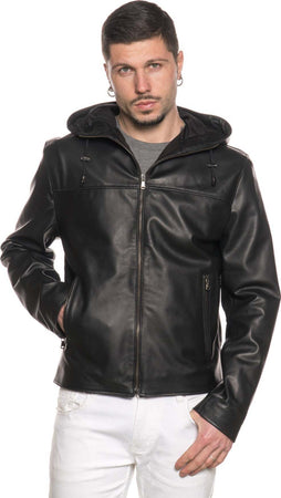 Terminator---Giacca-Uomo-Nera-con-Cappuccio-in-vera-pelle