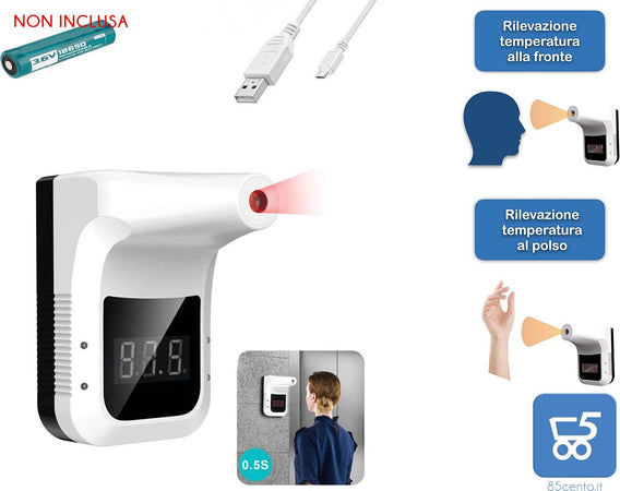 Termometro a infrarossi Frontale a Parete Automatico, Strumento di misurazione della Temperatura Senza Contatto Risultati istantanei precisi per l'entrata della comunità della Scuola del supermercato palestre micro usb 0-50°