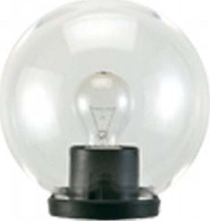 Testa-Palo-1-Luce-Globo-In-Termoplastco-Sfera-Ø-30-Cm-Nero---Trasparente