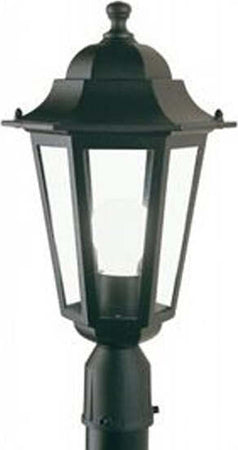 Testa-Palo-Da-Esterno-Contemporaneo-Esagonale-Alluminio-E-Vetro-Nero-1-Luce-E27