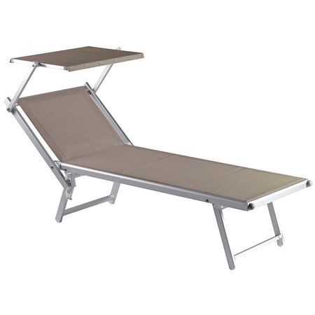 Lettino prendisole "Jesolo" in alluminio e texilene per piscina e giardino con tettuccio