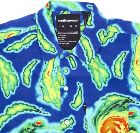 THE-HUNDREDS-Camicia-Manica-Corta-Uomo-Nature-Woven-Blue-da-uomo