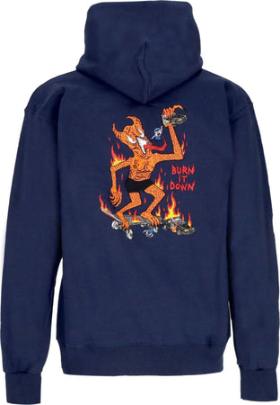 THRASHER-Felpa-Cappuccio-Uomo-Burn-It-Down-Hoodie-Navy-da-uomo