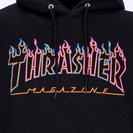 THRASHER-Felpa-Cappuccio-Uomo-Double-Flame-Neon-Hood-Black/neon-da-uomo