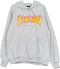 THRASHER-Felpa-Cappuccio-Uomo-Flame-Hood-Grey/yellow-da-uomo