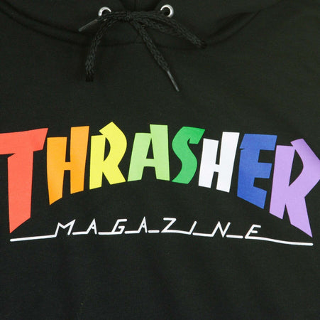 THRASHER-Felpa-Cappuccio-Uomo-Rainbow-Mag-Hoodie-Black-da-uomo