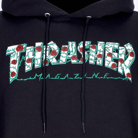 THRASHER-Felpa-Cappuccio-Uomo-Roses-Hoodie-Black-da-uomo