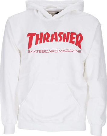 THRASHER-Felpa-Cappuccio-Uomo-Skatemag-Hood-White/red-da-uomo