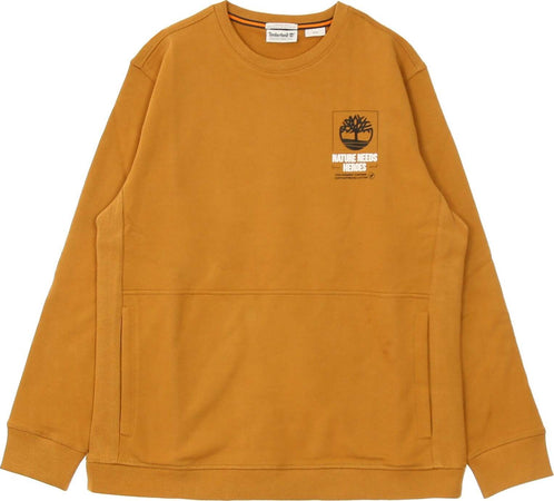 TIMBERLAND-Felpa-Leggera-Girocollo-Uomo-Nnh-Crewneck-Sweatshirt-Wheat-Boot-da-uomo