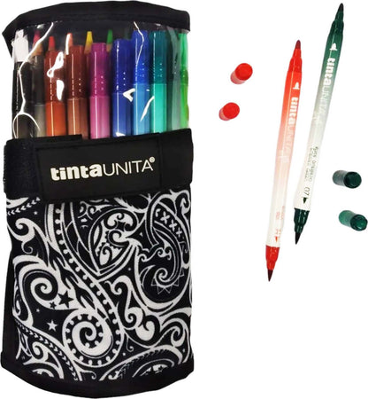 Tinta Unita Astuccio Completo Rotolo 24 Brush Pen Doppia Punta + 12 Pastelli Acquerellabili Multicolore Cancelleria e prodotti per ufficio/Scuola e materiale didattico/Cartelle e zaini per la scuola/Astucci Cartoleria Deja Vu - Crotone, Commerciovirtuoso.it