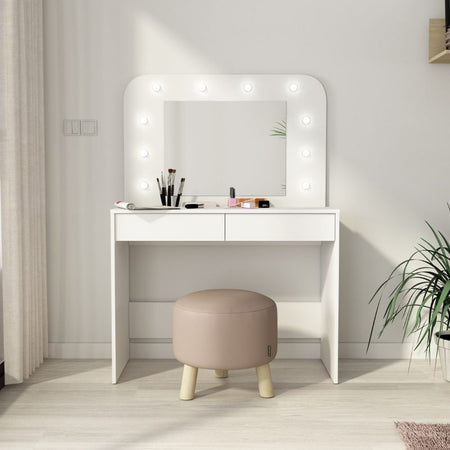 Toeletta da trucco 1780 con specchio luci e cassetti bianco