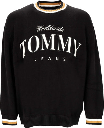 Tommy-Hilfiger-Felpa-Leggera-Girocollo-Uomo-Boxy-Varsity-Crewneck-Ext-Black-da-uomo