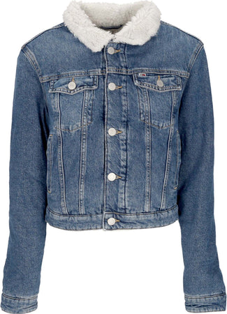 Tommy-Hilfiger-Giubbotto-Jeans-Donna-W-Izzie-Slim-Teddy-Flag-Jacket-Denim-Medium-da-donna