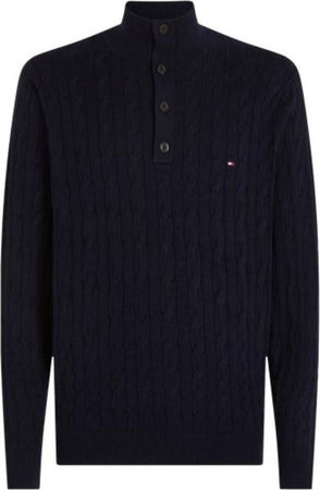 Tommy-Hilfiger-MAGLIONE-CLASSIC-COTTON-CABLE-BTTN-MOCK-da-uomo