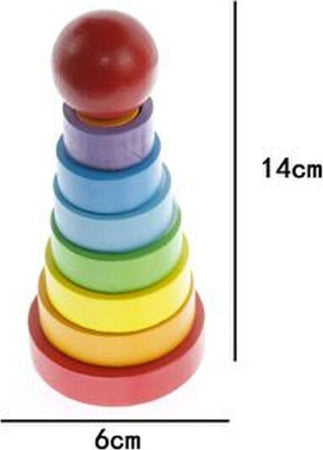 Torre-Conica-Di-Grimm-Gioco-In-Legno-Piramide-Anelli-Impilabili-Montessori-14x6