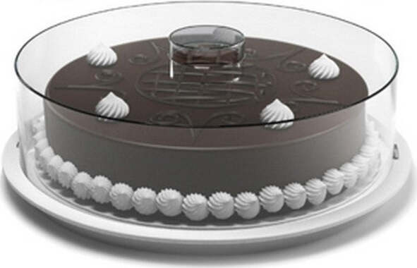 Tortiera-Contenitore-Plastica-Coperchio-Funge-D'alzata-29cm-H-9cm-Piatto-Trasporto