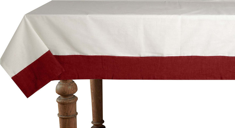 Tovaglia In Misto Lino Con Elegante Bordo Applicato Made In Italy Naturale/bordeaux Casa e cucina/Tessili per la casa/Tessili da cucina/Tovaglie Vanita di raso - Sesto San Giovanni, Commerciovirtuoso.it