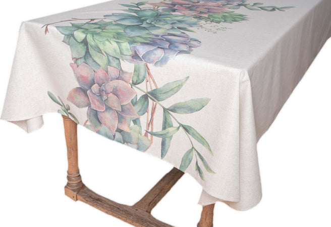 Tovaglia In Misto Lino Stampato Tovaglia Crema a Fiori Morbida Resistente Elegante Made In Italy Succulente Casa e cucina/Tessili per la casa/Tessili da cucina/Tovaglie Vanita di raso - Sesto San Giovanni, Commerciovirtuoso.it