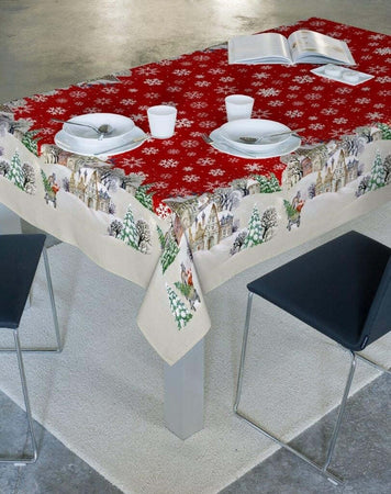 Tovaglia Natalizia Cotone 160x260 Stampa Digitale Piazzata Casa e cucina/Tessili per la casa/Tessili da cucina/Tovaglie Biancheria Arredo Home - Nola, Commerciovirtuoso.it