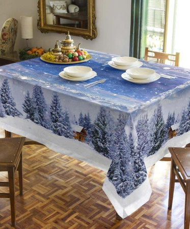 Tovaglia Natalizia Cotone 160x260 Stampa Digitale Piazzata Casa e cucina/Tessili per la casa/Tessili da cucina/Tovaglie Biancheria Arredo Home - Nola, Commerciovirtuoso.it