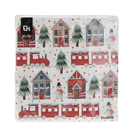 Tovaglioli natalizi decorazione per tavola di Natale, confezione 16 tovaglioli da 33 x 33 cm