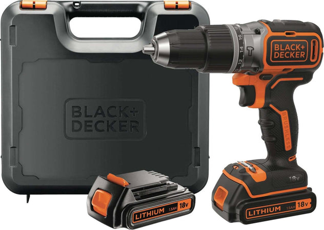 Trapano Avvitatore A Percussione 18v Litio C/n Valigetta + 2 Batterie Bl188kb-qw BLACK & DECKER Nero Arancio Black+Decker