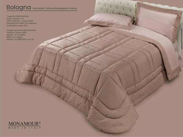 Trapunta matrimoniale invernale Mon Amour art. Bologna Sopra tessuto: PL Sotto tessuto: cotone 100% imbottitura in fibra di poliestere anallergica da gr.350 Casa e cucina/Tessili per la casa/Biancheria da letto/Coperte e trapunte/Trapunte Biancheria Arredo Home - Nola, Commerciovirtuoso.it