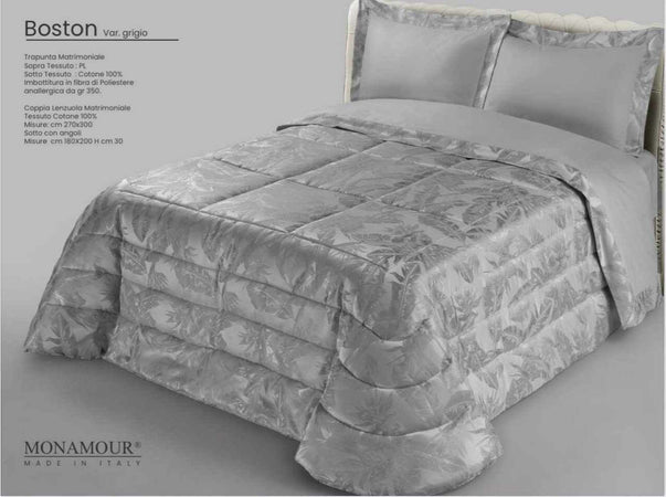 Trapunta matrimoniale invernale Mon Amour art. Boston Sopra tessuto: Pl Sotto tessuto: cotone 100% imbottitura in fibra di poliestere anallergica da gr.350 Casa e cucina/Tessili per la casa/Biancheria da letto/Coperte e trapunte/Trapunte Biancheria Arredo Home - Nola, Commerciovirtuoso.it