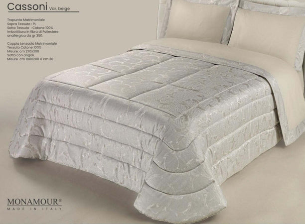 Trapunta matrimoniale invernale Mon Amour art. Cassoni Sopra tessuto: PL Sotto tessuto: cotone 100% imbottitura in fibra di poliestere anallergica da gr.350 Casa e cucina/Tessili per la casa/Biancheria da letto/Coperte e trapunte/Trapunte Biancheria Arredo Home - Nola, Commerciovirtuoso.it