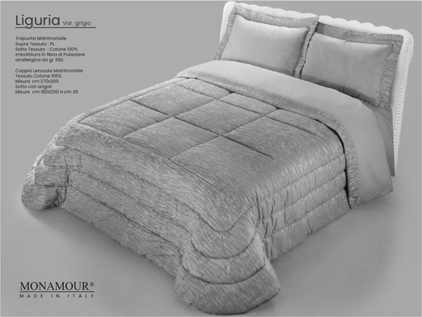 Trapunta matrimoniale invernale Mon Amour art. Liguria Sopra tessuto: PL Sotto tessuto: cotone 100% imbottitura in fibra di poliestere anallergica da gr.350 Casa e cucina/Tessili per la casa/Biancheria da letto/Coperte e trapunte/Trapunte Biancheria Arredo Home - Nola, Commerciovirtuoso.it