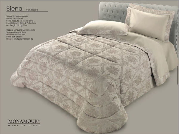 Trapunta matrimoniale invernale Mon Amour art. Siena Sopra tessuto: PL Sotto tessuto: cotone 100% imbottitura in fibra di poliestere anallergica da gr.350 Casa e cucina/Tessili per la casa/Biancheria da letto/Coperte e trapunte/Trapunte Biancheria Arredo Home - Nola, Commerciovirtuoso.it