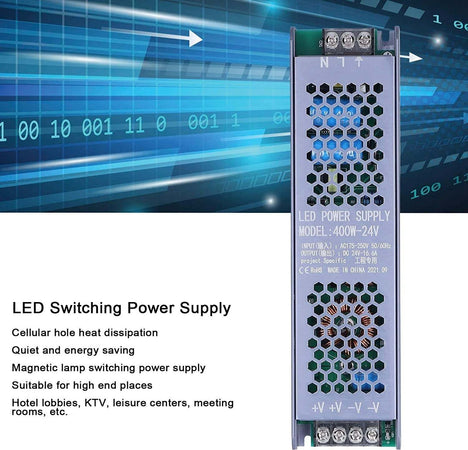 Trasformatore Dc 24v slim 16.6A Regolato da 400W Driver di Alimentazione LED Ac175-250v Fai da te/Materiale elettrico/Trasformatori Zencoccostore - Formia, Commerciovirtuoso.it
