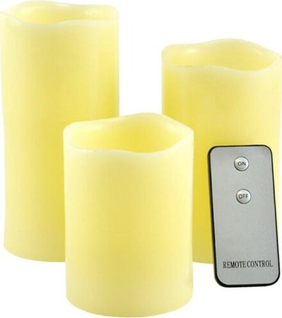 Tre-Candele-Led-Senza-Fiamma-Vera-Cera-Con-Telecomando-Effetto-Candela-Accesa