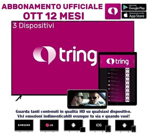 Abbonamento Ufficiale in Streaming TRING EXTRA HD Albania 12 Mesi per 3 dispositivi
