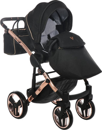 Trio Junama Diamond Mirror Satin Tessuto 3 in 1 Nero / Champagne Telaio Oro Rosa Prima infanzia/Passeggini carrozzine e accessori/Passeggini e carrozzine/Sistemi modulari La Casa Del Bebè - Napoli, Commerciovirtuoso.it