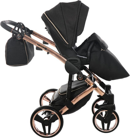 Trio Junama Diamond Mirror Satin Tessuto 3 in 1 Nero / Champagne Telaio Oro Rosa Prima infanzia/Passeggini carrozzine e accessori/Passeggini e carrozzine/Sistemi modulari La Casa Del Bebè - Napoli, Commerciovirtuoso.it