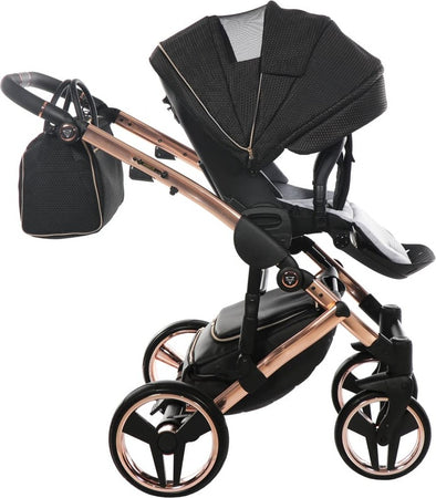 Trio Junama Diamond Mirror Satin Tessuto 3 in 1 Nero / Champagne Telaio Oro Rosa Prima infanzia/Passeggini carrozzine e accessori/Passeggini e carrozzine/Sistemi modulari La Casa Del Bebè - Napoli, Commerciovirtuoso.it