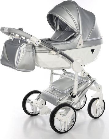 Trio Junama Fluo Italy 3 in 1 Ecopelle Silver/Telaio Cromato Prima infanzia/Passeggini carrozzine e accessori/Passeggini e carrozzine/Sistemi modulari La Casa Del Bebè - Napoli, Commerciovirtuoso.it