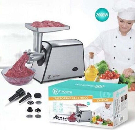 Tritacarne-Elettrico-Tx-8247-Accessori-2000-W-Ideale-Per-Tritare-Salsicce-Kebbe