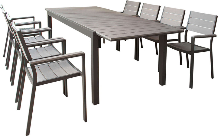 TRIUMPHUS---set-tavolo-in-alluminio-cm-180/240x100x73-h-con-8-sedute-Taupe-Milani-Home
