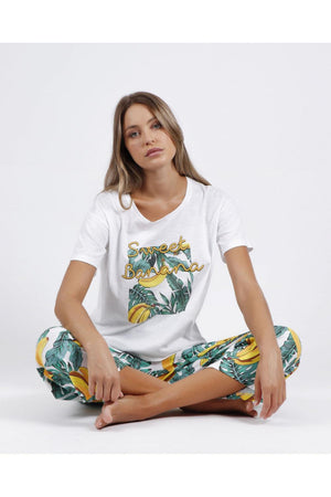 Admas Pigiama Estivo da Donna Maniche Corte e Pantalone Lungo 56124 S25 - Passarelli Biancheria