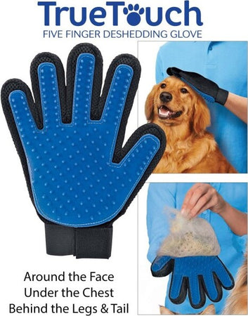 True-Touch-Guanto-Spazzola-Cardatore-Elimina-Peli-Massaggiante-Per-Cani-E-Gatti