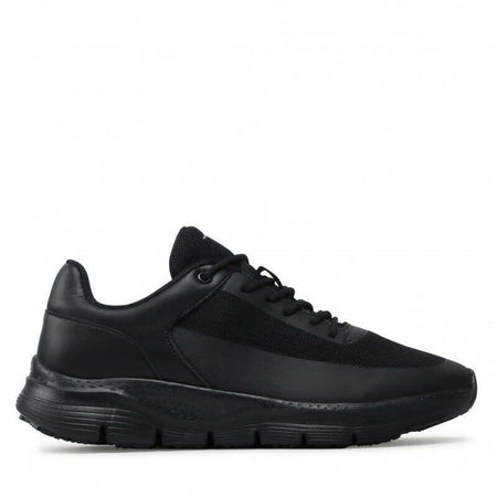 Trussardi Scarpe Uomo Nere in Pelle E Tessuto Sneakers Casual Con Lacci E Suola in Gomma Collezione Aut-Inv 2022/2023