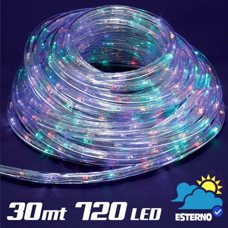 Tubo Luminoso 30 Metri Led Multicolor 720 Luci Per Interno E Per Esterno Illuminazione/Illuminazione per esterni/Catene luminose Trade Shop italia - Napoli, Commerciovirtuoso.it