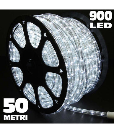 Tubo Luminoso Led 50 Metri Bianco Freddo Per Uso Esterno Controller 8giochi Luce