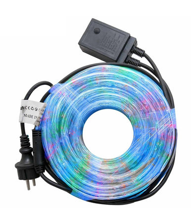 Tubo Luminoso Natalizio 15mt Led Multicolor Controller 8 Funzioni Per Esterno
