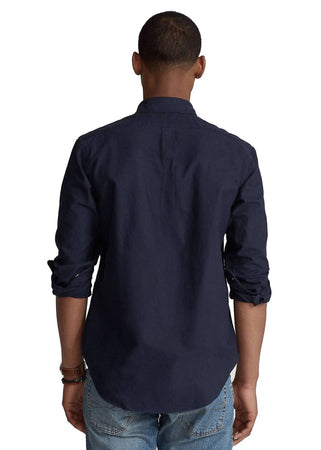 Ralph Lauren Camicia Uomo Button-down Tinta Unita Slim Fit Feather Weight Twill Camicia Polo Maniche Lunghe Pony Ricamato