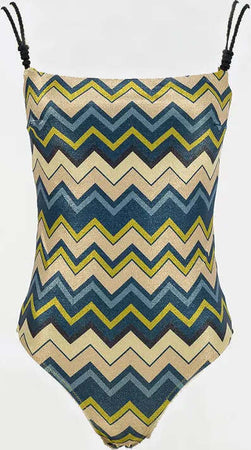 TWINSET-|-Costume-intero-coppa-C-lurex-a-stampa-chevron